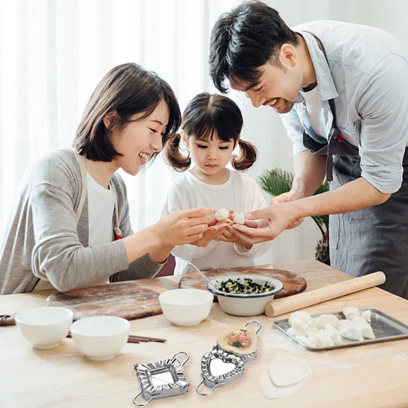 Heart-shaped Dumpling Maker Stainless Steel Dumpling Mold Square-shaped Dumpling Wrapper Cutter Jiaozi Maker Device Pastry Tools