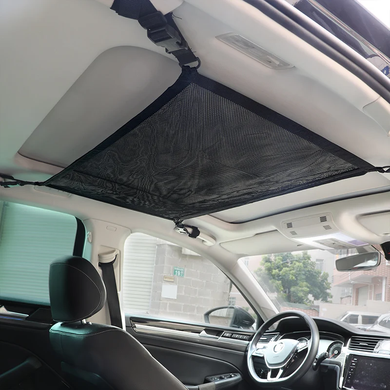 SUV Car Ceiling Storage Net Pocket Car Roof Bag Interior Cargo Net Breathable Mesh Bag Auto Stowing Tidying Interior Accessories