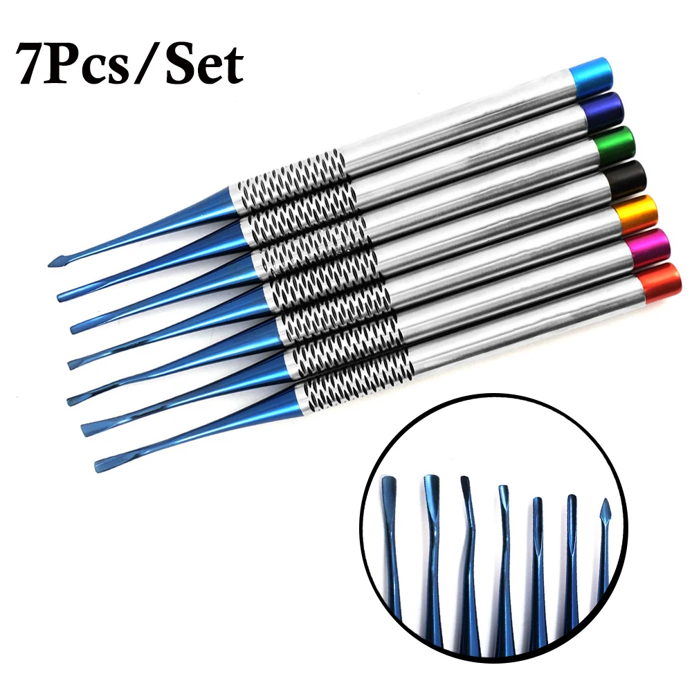 

7Pcs Dental Implant Luxating Root Tooth Elevator Knife Titanium Alloy Extraction Minimally Invasive Dentist Tool