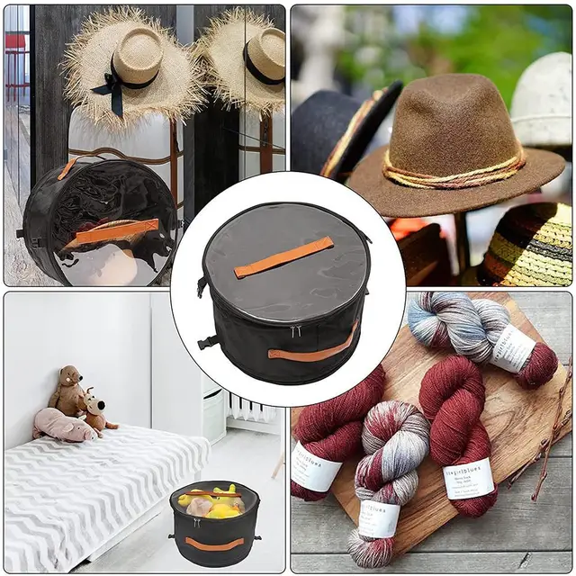 Felt Hat Box Organizer Round Travel Hat Boxes Hat Boxes With Bucket Dirty  Clothes Lid Storage Sundries Dustproof U8F5 - AliExpress