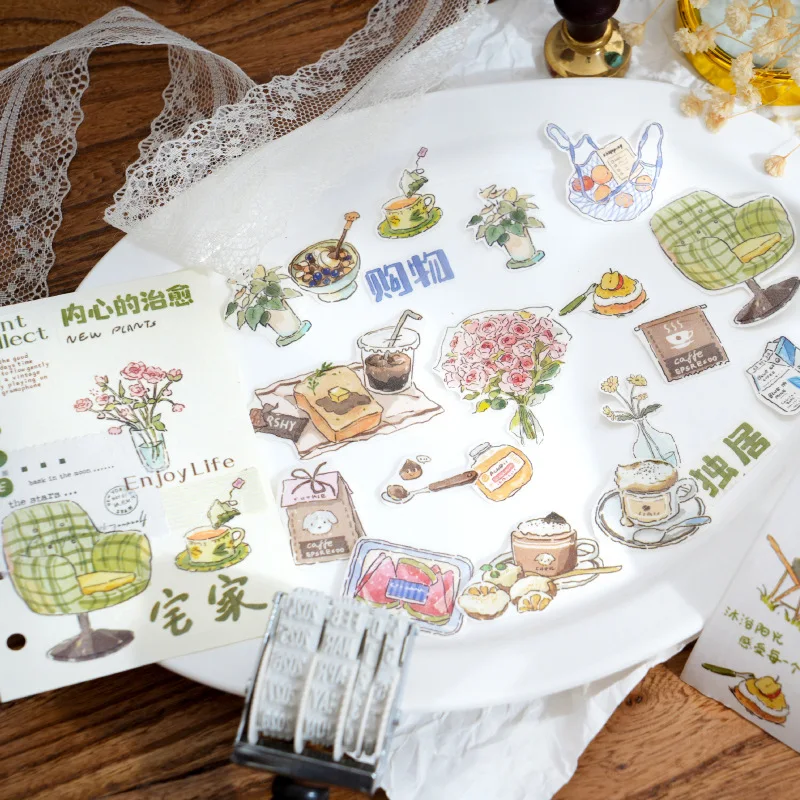 Decorative Tape 4Style 1Roll/pack Special Oil Tape Slow Life Diary Series Handbook Decoration Vintage European DIY Bottoming Collage