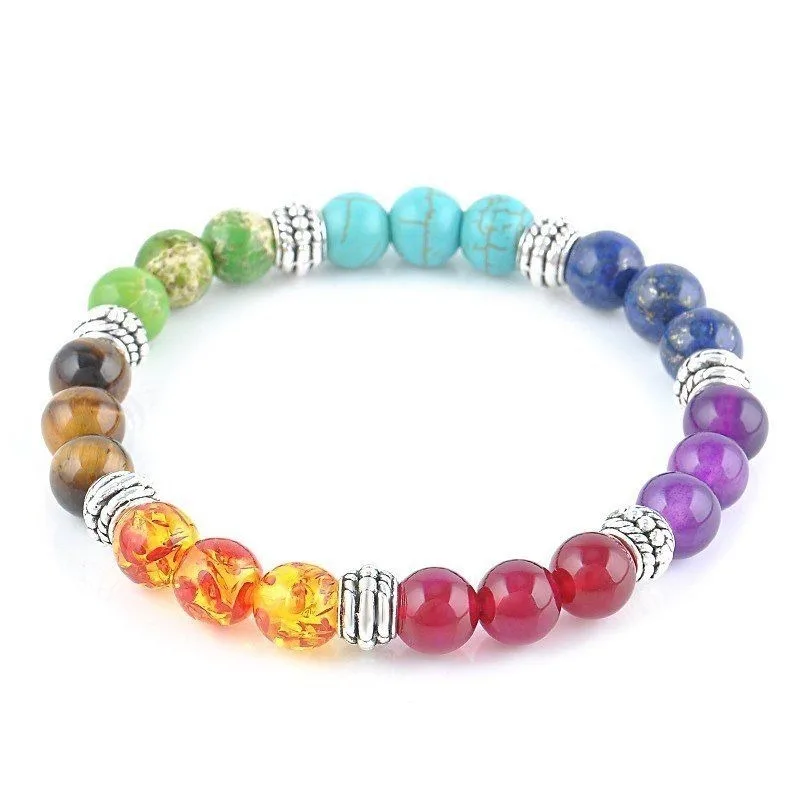 7 Chakra Reiki Kraal Hanger Ketting Yoga Energie Sieraden Healing Balans Natuursteen Choker Armband Sieraden Set Voor Vrouwen Mannen