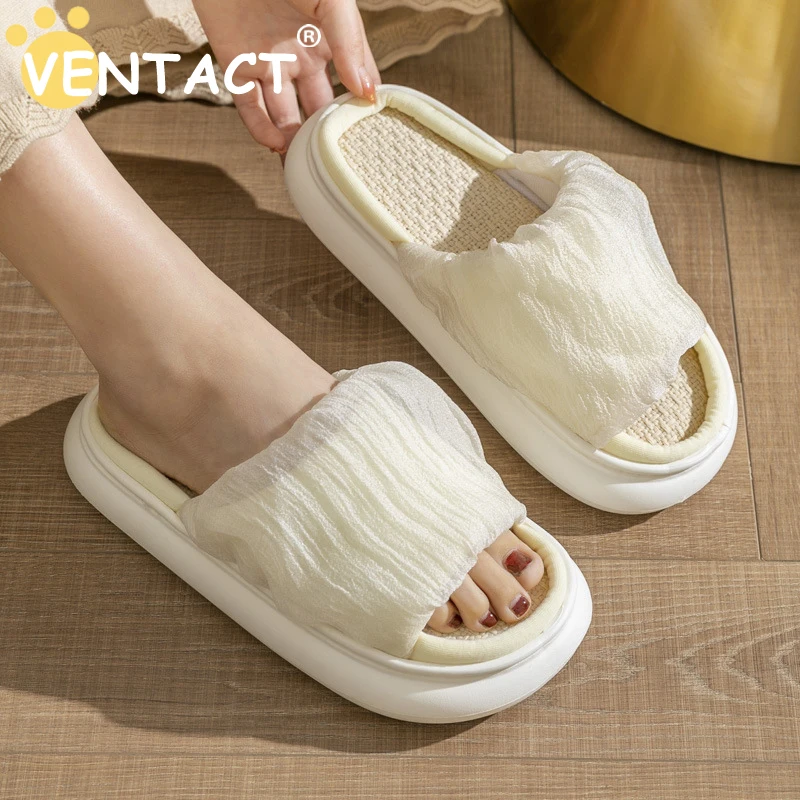 

VENTACT Women Slippers Thick Bottom Shoes Satin Casual Daily Autumn Winter Ins Homewear Outdoor Daily Slides 2023 New Fashion