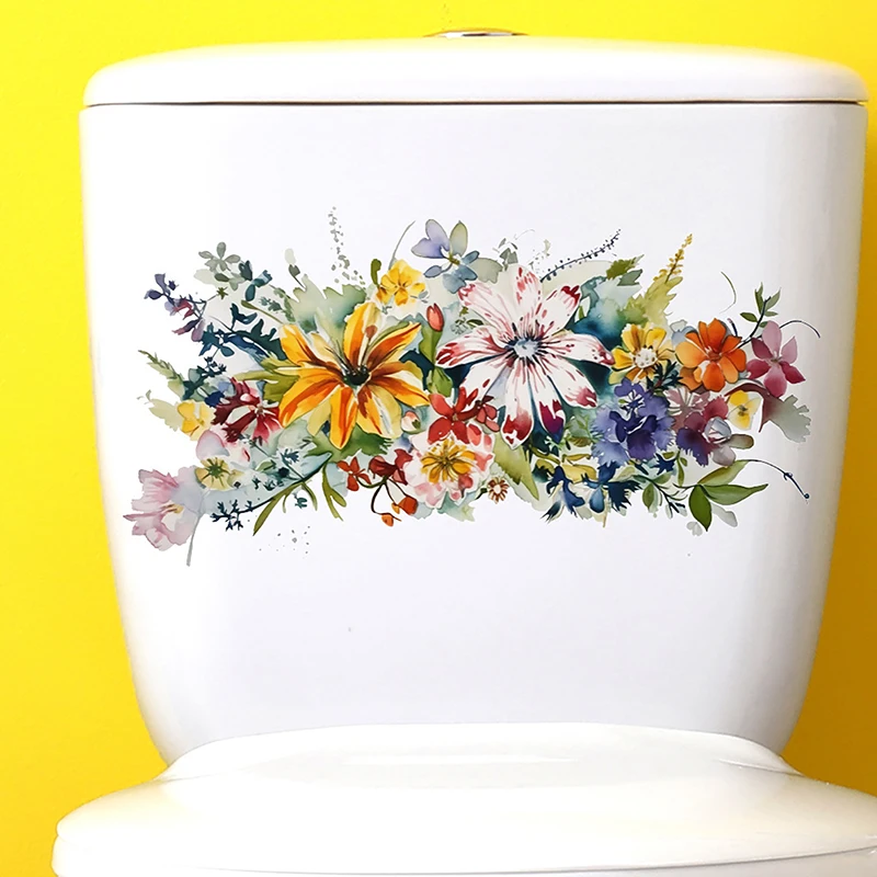 Toilet Stickers Flower Self-adhesive Painting Waterproof Bathroom Walls