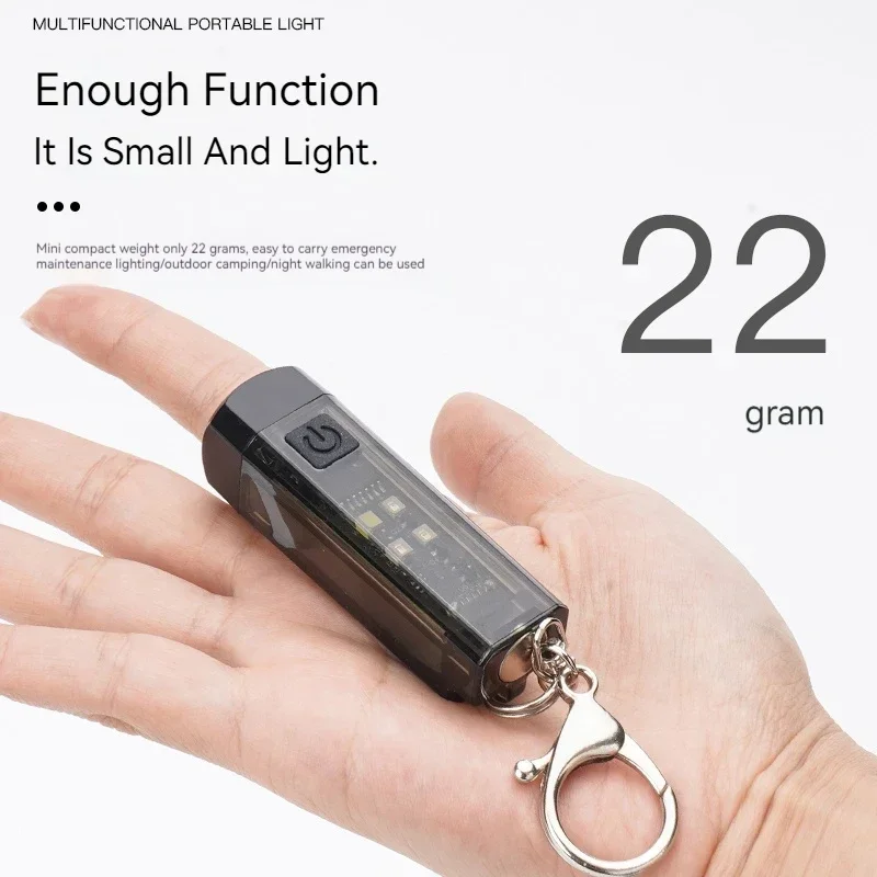 Mini Lampe De Poche Porte-clés Portable, étanche, Rechargeable Par USB, Pour Camping En Plein Air, Pêche, Petite Tire-bouchon Léger