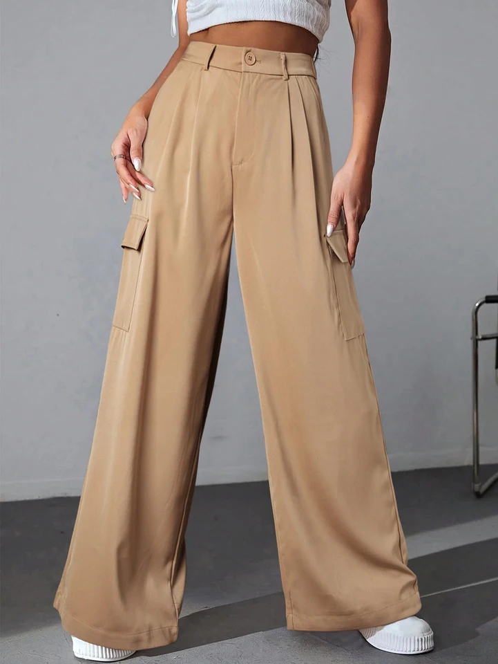 High Waisted Loose Fit Women's Cargo Pants