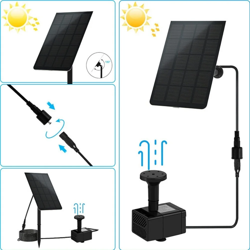 태양열 워터 펌프 조정 가능한 노즐 1.5/2.5W 실내/실외 연못 정원 및 조류 목욕용 태양 전지 패널 구동 분수 시스템