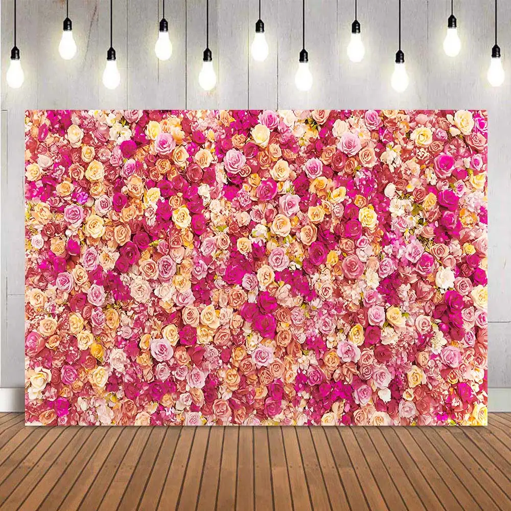 

Фон для свадебной фотосъемки с изображением красных цветов на стене