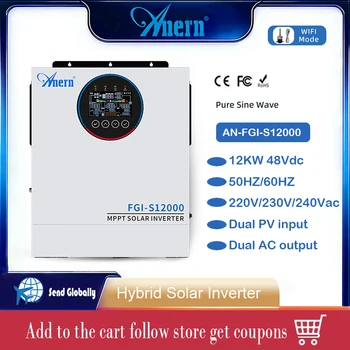 Inverter Solare Ibrido Anern 12KW Off-grid 48V 160A MPPT con Doppio Ingresso PV, Doppia Uscita AC e WIFI, Inverter a Onda Pura