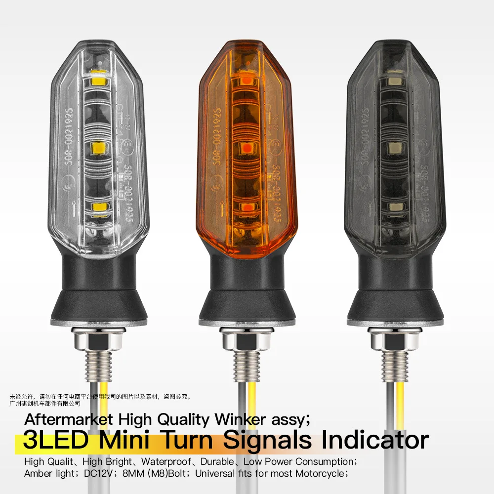 8mm Universal Motorcycle LED Turn Signals Lights Mini Amber Flashing Light  Blinker Turn Signal Lamp 12V Moto Indicator Lamp