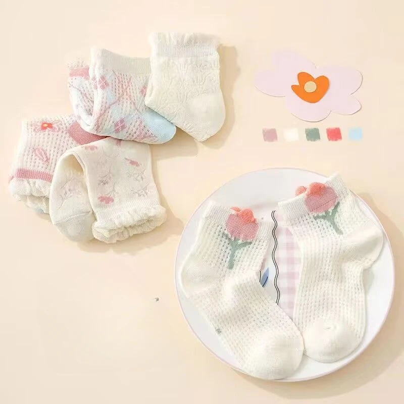 Children Socks 5Pairs/lot Girls Cotton Outdoor Travel Sports Socks Spring Summer Sports Clothes Accessories Childrens Socks
