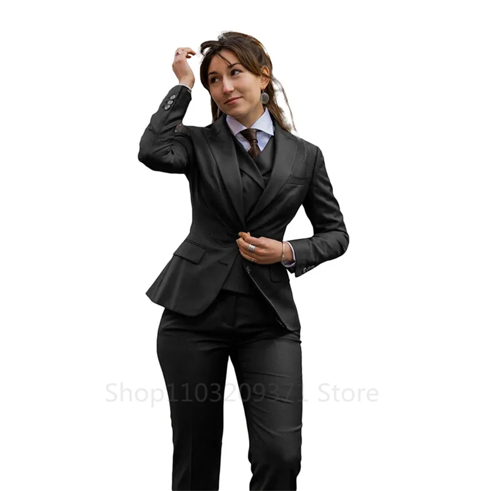 Damenanzug 3-teilig - Blazer, Weste & Hose, Business-Casual, Schmale Passform