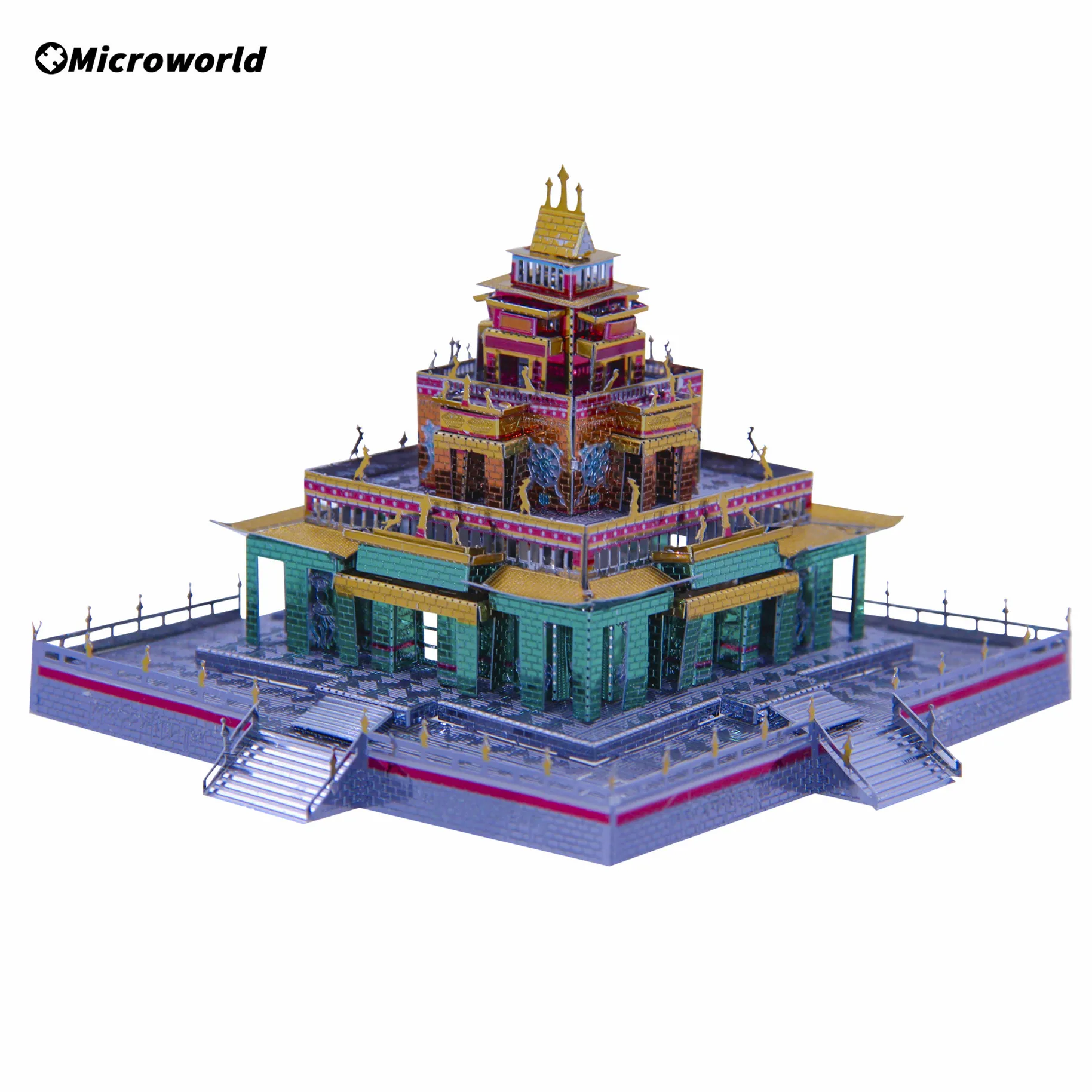 microworld 3d metal nano puzzle zhengda guangming palace building model kits diy laser cutting educational toys jigsaw for adult Microworld 3D Metal Nano Puzzle Tibetan Buddhist Temple Building Model Kits Laser Cutting Jigsaw Toys Christmas Gifts For Adult