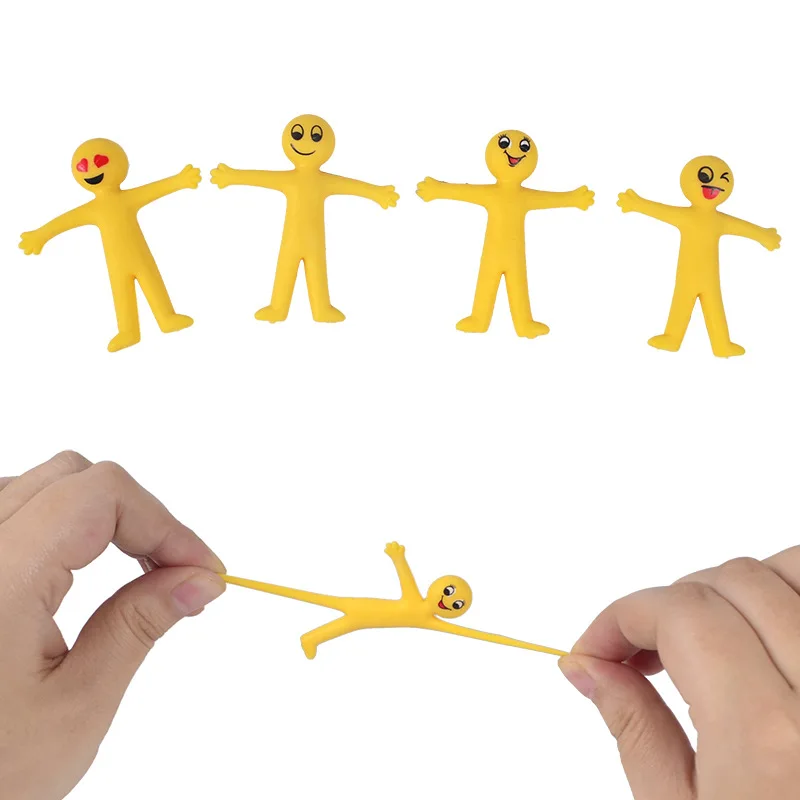 Smiley Man Stretchy Toy Stress Relief Bouncy Fidget Toy Adorable Colorful Yellow Party Favors School Prizes Birthday Gifts