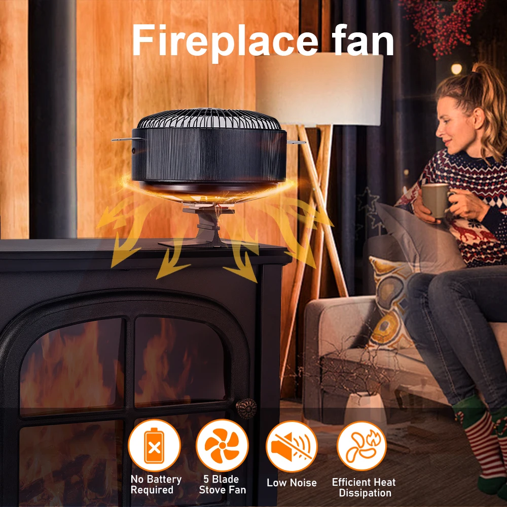 Sd454f50730d34a459dd0bc8562a86f63Z 5 Blade Stove Fan Heat Powered Free Standing Fireplace Fan Fire Heater Log Wood Burner Eco Quiet Home Efficient Heat Distribute Mallzona