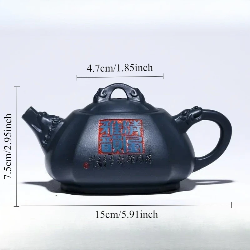 1PC 280ml Yixing Purple Clay Tea Pot Handmade Azure Mud Filter Tea Infuser Chinese Raw Ore Zisha Teapot Tea Ceremony Accessories