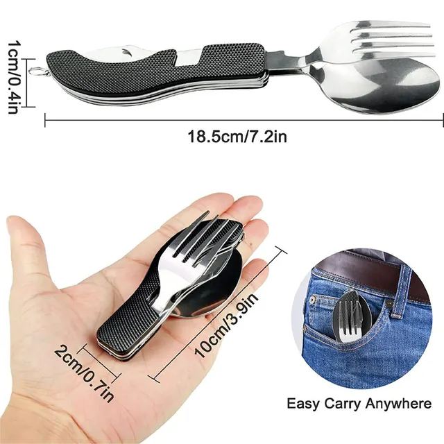 thumbnail image 2 of 4-Piece Foldable Spoon Fork Set - Stainless Steel Portable Utensils For Travel & Camping 2 of 9