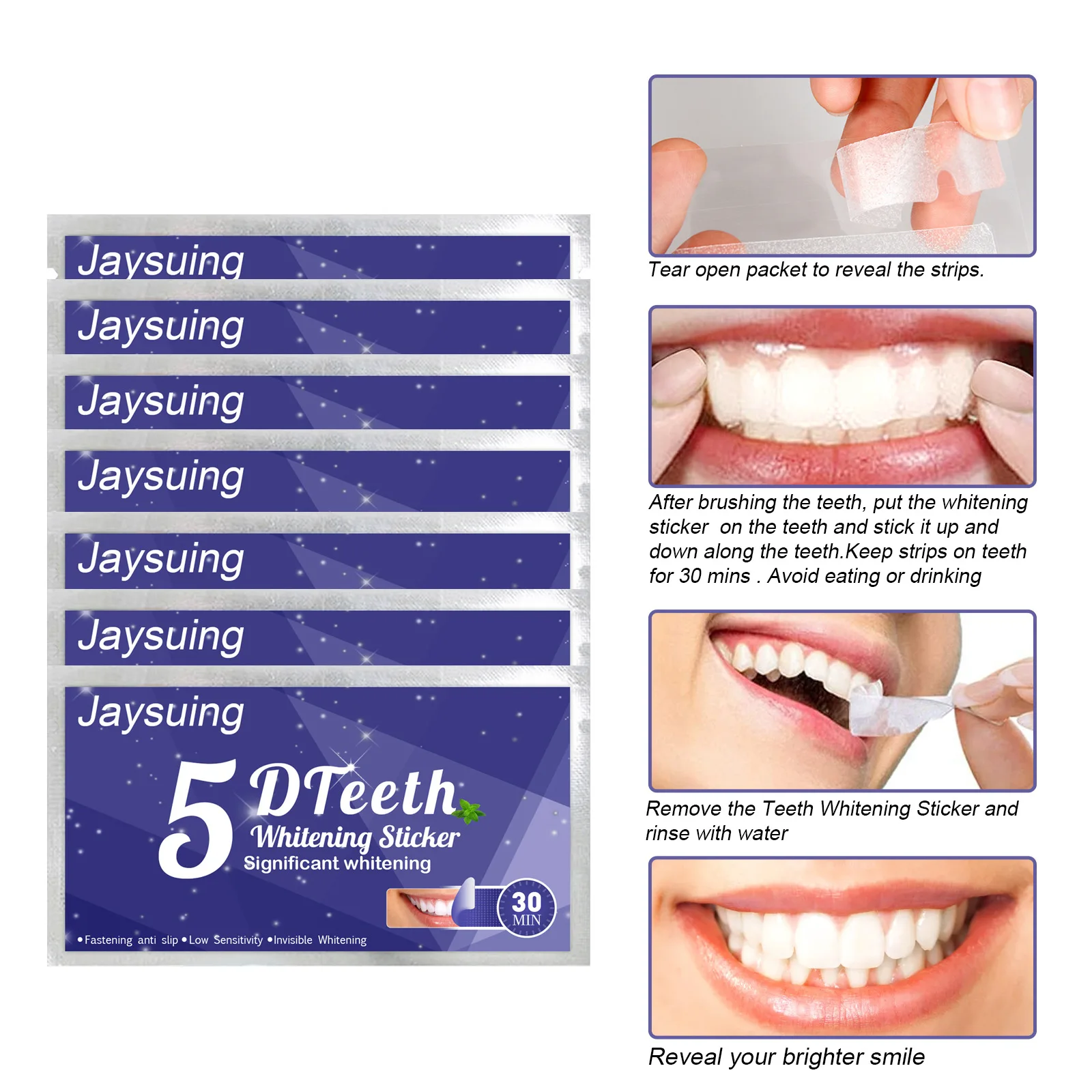 Teeth Whitening Strips 5D Whitening Teeth Stickers 7/14 Pairs Gel Whitening Strips Stain Removal Oral Hygiene Care Strip Dental Bleaching Tools Teeth
