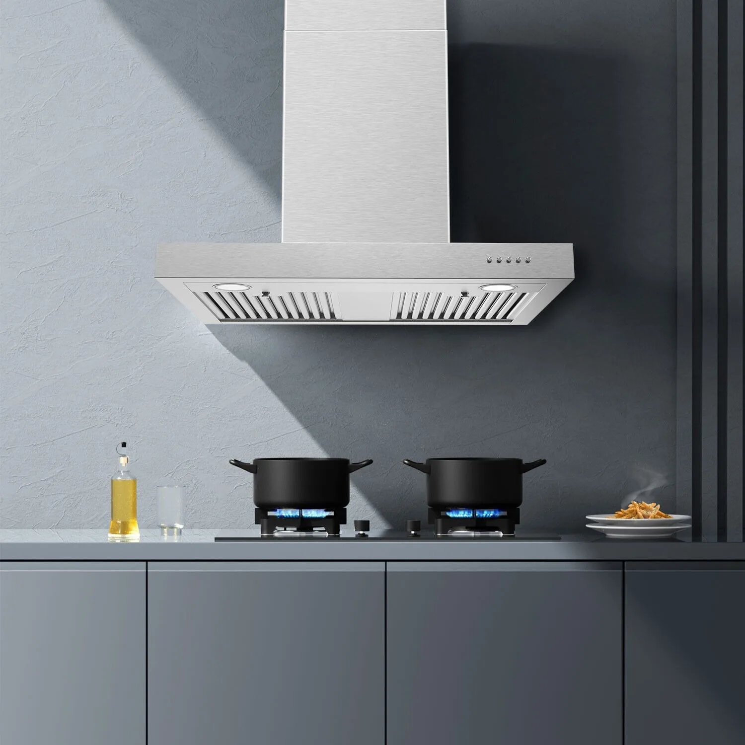 Tieasy 30 inch 900CFM Wall Mount Stainless Steel 3-speed Fan Stove Vent Range Hood YYT0675B 3