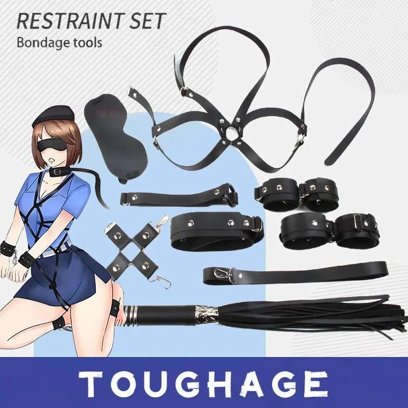 

TOUGHAGE 10pcs SM Bondage Restraints Kit BDSM Leather Sex Toys Set For Couple Flirting Adult Games Fetish Exotic Accessories