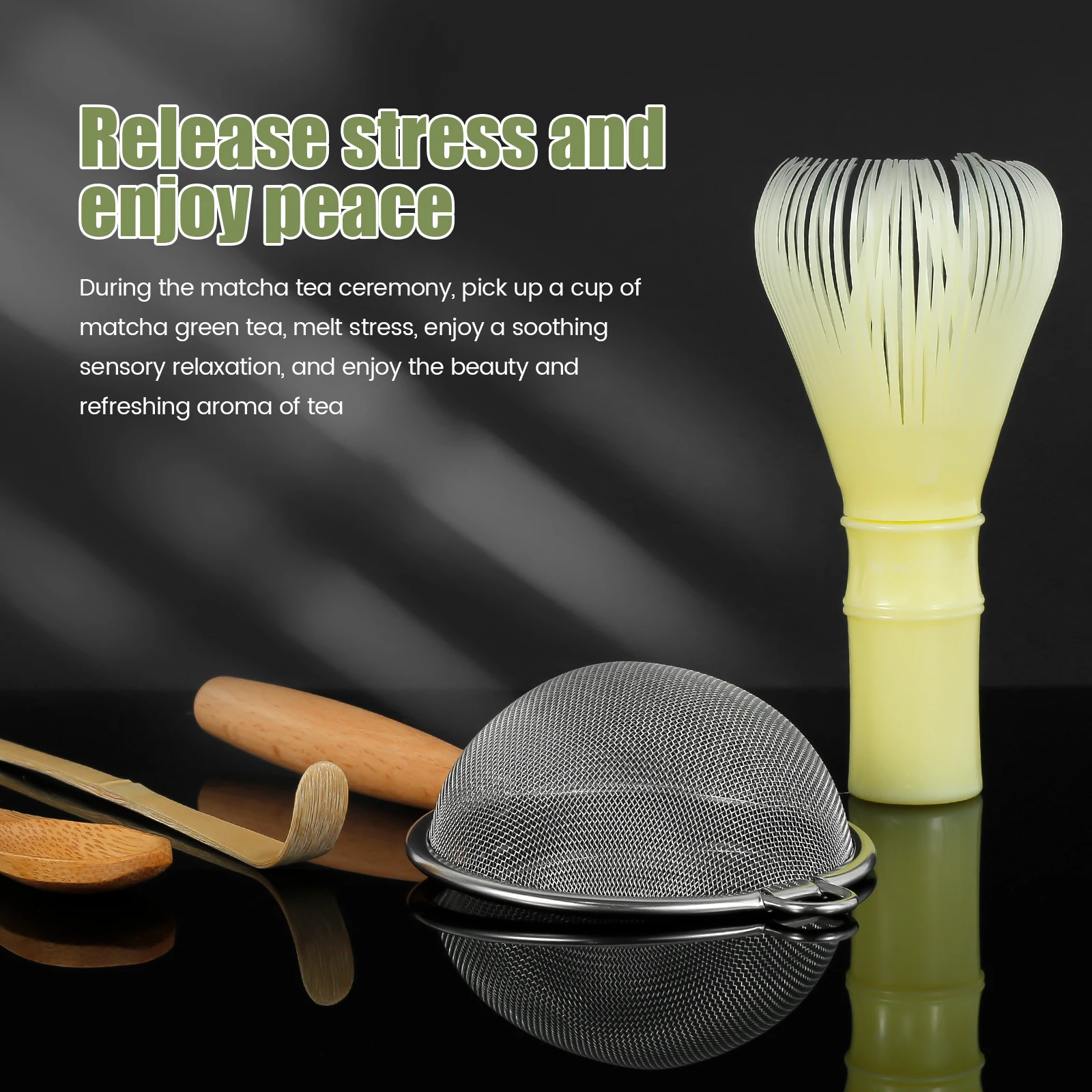 4Pcs Japanese Matcha Tea Set for Beginners Matcha Making Starter Kit with Whisk Tea Scoop Reusable Bamboo Whisk matcha tea set matcha tea tools tea set