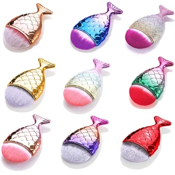 Pennello per fard per il viso pennello per trucco professionale a forma di sirena fondotinta pennello per pesci cosmetico Kit di strumenti per il trucco strumento per nail art in polvere
