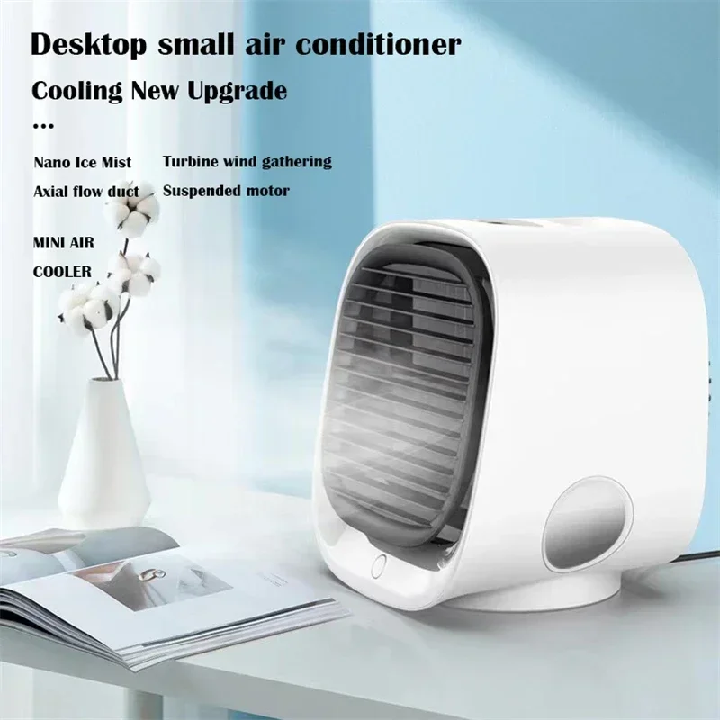 Mini Supply USB Charging Desktop Portable Air Conditioner Nano Air Conditioning Ice Mist Silent Operation Circulating Air Fan