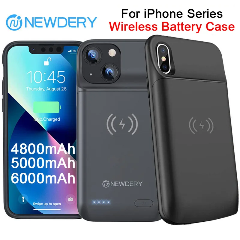 NEWDERY Funda de batería para iPhone 14 Pro Max, 14 Plus 10000mAh, carga  inalámbrica Qi, auriculares con cable, compatible con datos de