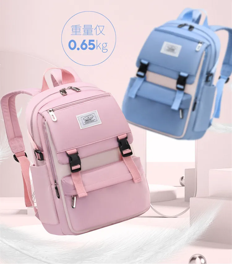 Fengdong-sacos escolares para meninas, estudante, muitos bolsos,