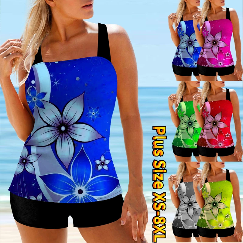 

2023 Two Piece Swimwear Women's Short Skirt New Design Print Short Tank Top Set Swimwear Women's Set Beach Wear Summer Swimming