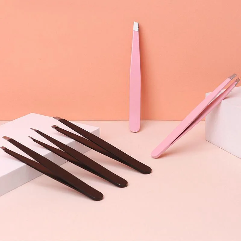Karsyngirl 2/3Pcs Stainless Steel Straight and Curved Eyelashes Tweezers Eyelash Extension Tweezers False Eyelashes Makeup Tools 4