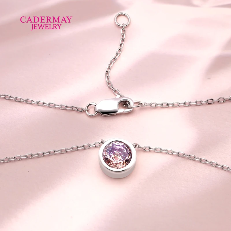 In Stock Certificat S925 Silver Pendant 6mm Round Magic Purple Gemstones Bezel Setting Solitaire Pendant Necklace For Women Gift