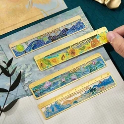 Exquisite Oil Painting Element Rulers Creative Sunflower Lotus Metal Ruler Bookmarks Measuring Drawing Tools Student Stationery