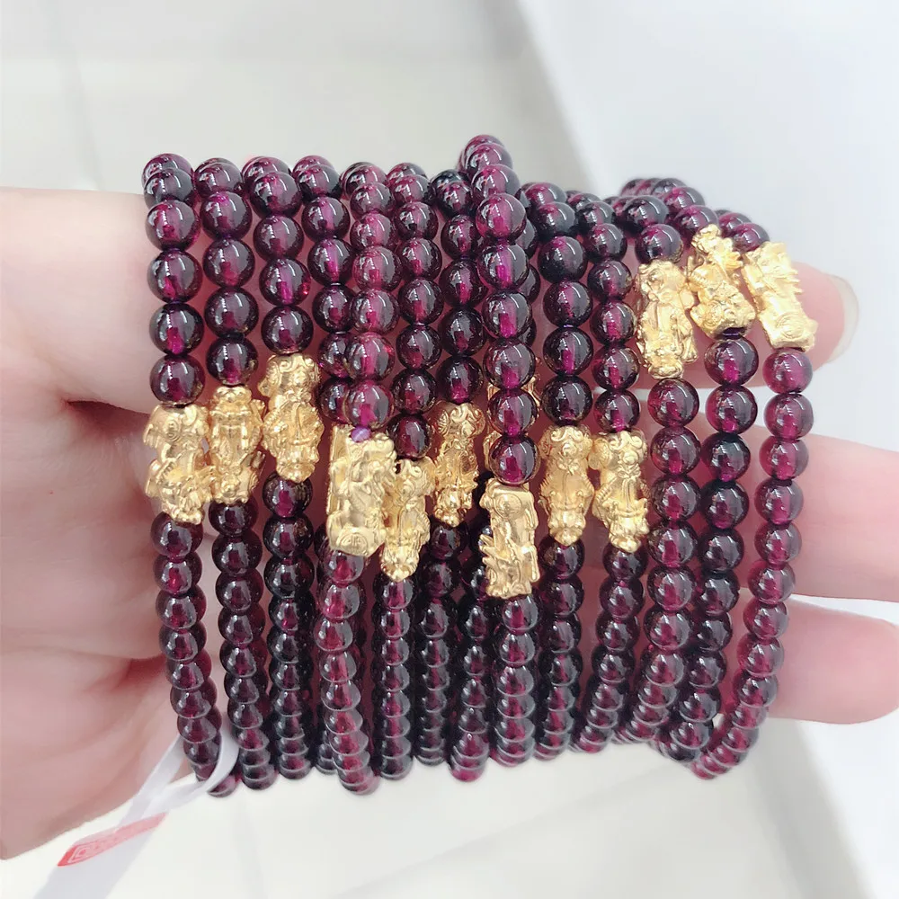 

1pcs Pure 24K 999 Yellow Gold Men Woman 3D Dragon Son Pixiu Bracelet
