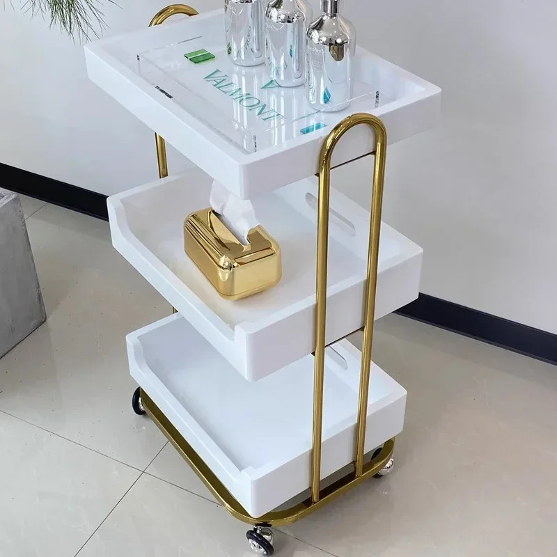 Light Luxury Salon Trolley Salon Furniture Beauty Multi-layer Tool Cart Modern SPA Manicure Mobile Storage Rack with Wheel
