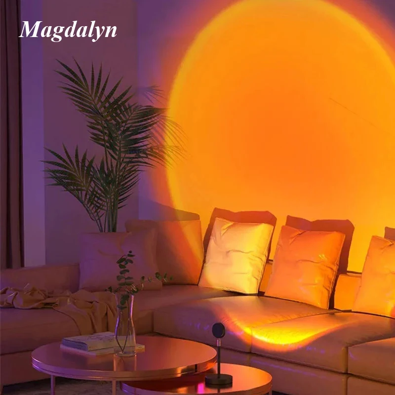 Magdalyn Sunset Atmosphere Projector Lamps Bedroom Decoration Rainbow Desk Lighting Photography Gifts USB Led Dawn Night Lights
