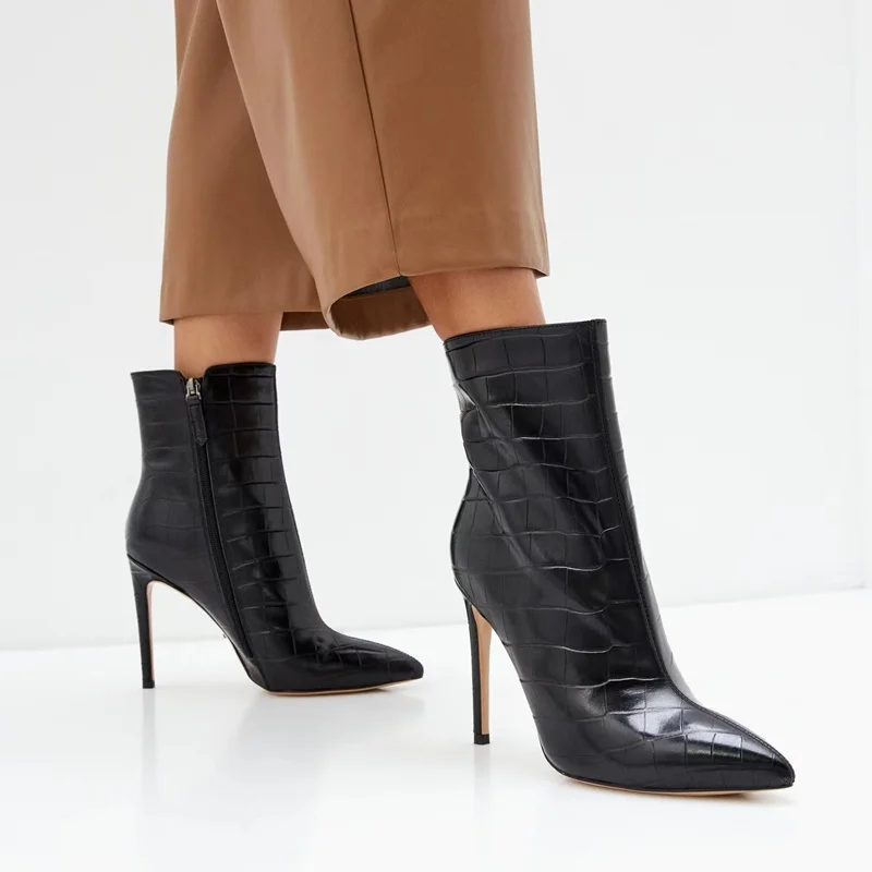 

print microfiber sexy ankle boots for women nightclub shoes big size new brand design pointed toe stiletto high heel party shoes