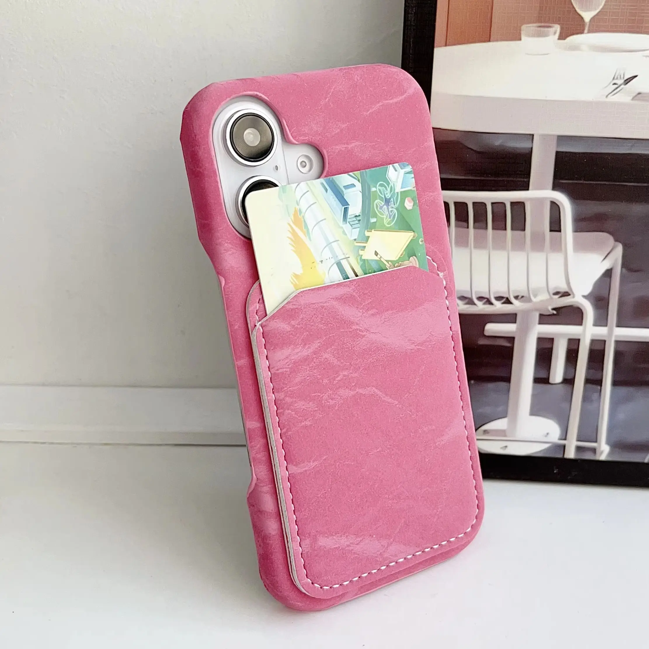 Luxurious Korean Satin Silk Texture Card Holder Wallet Phone Case - Smooth Shockproof Hard Back Cover