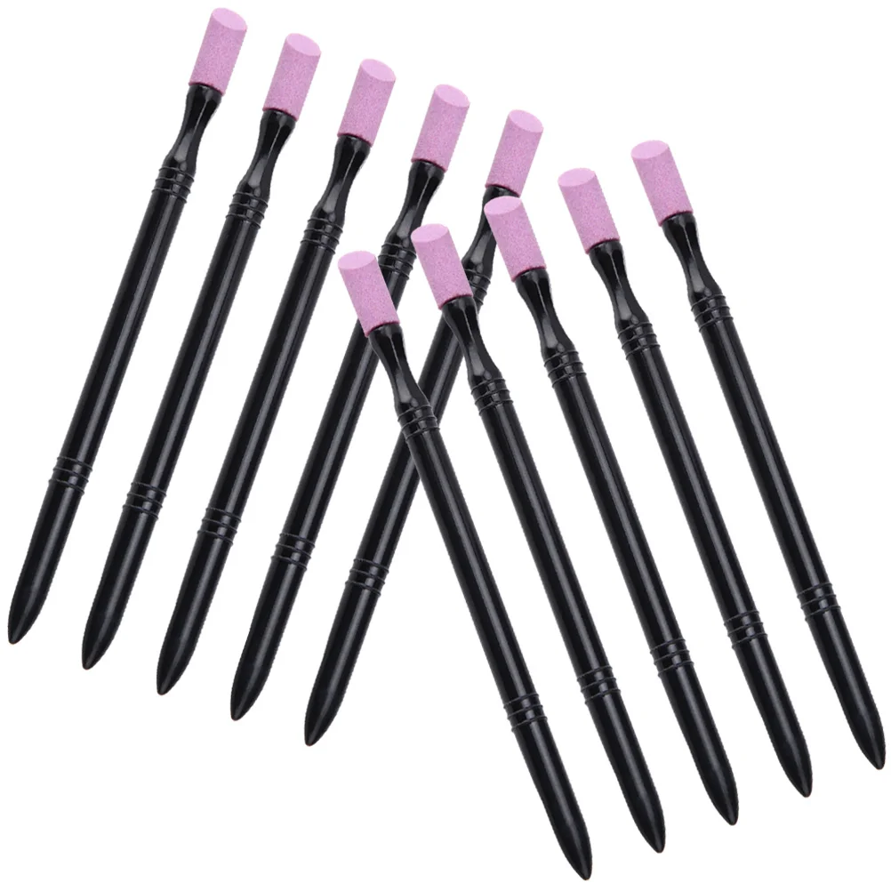 10 Pcs Nail Grinding Sticks Manicure Tools Cuticle Pusher Stick For Care Sanding Stone Pen With File er Suitable