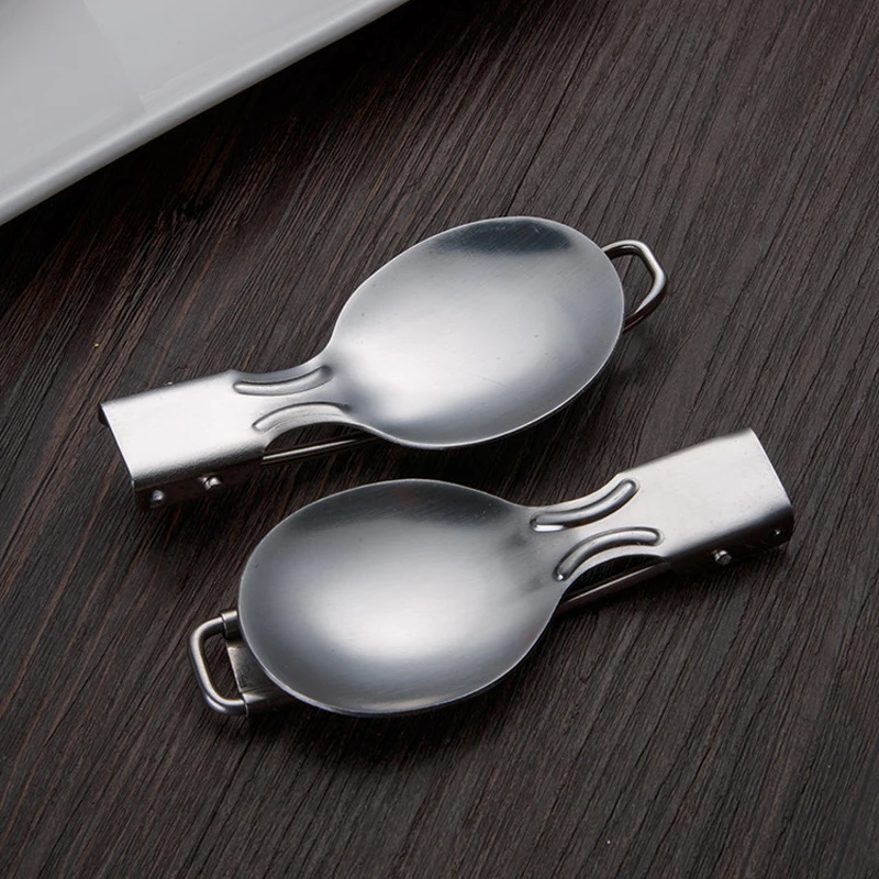 Camping Cutlery Outdoor Camping Picnic Stainless Steel Spoon Tableware Camp Titanium Spork Folding Camp Spoon Utensil Portable
