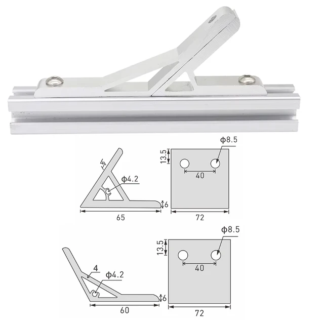 2 ชิ้น 60 องศา และ 2 ชิ้น 120 องศา ตัวยึดมุมอะลูมิเนียมอัดขึ้นรูปซีรีส์ 4080 สำหรับโปรไฟล์อะลูมิเนียมอัดขึ้นรูปขนาด 40 มม. x 80 มม. 4080 1