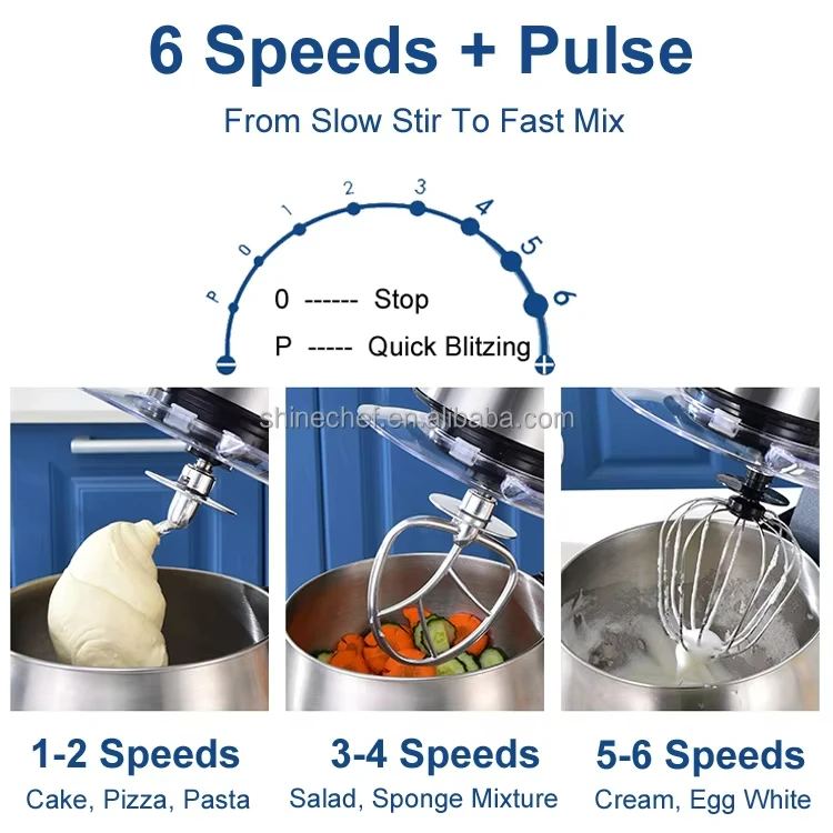 Multifunction Stainless Steel Bowl Kitchen Stand Mixer 6 Speeds 6.5L Professional Cake Food Mixer