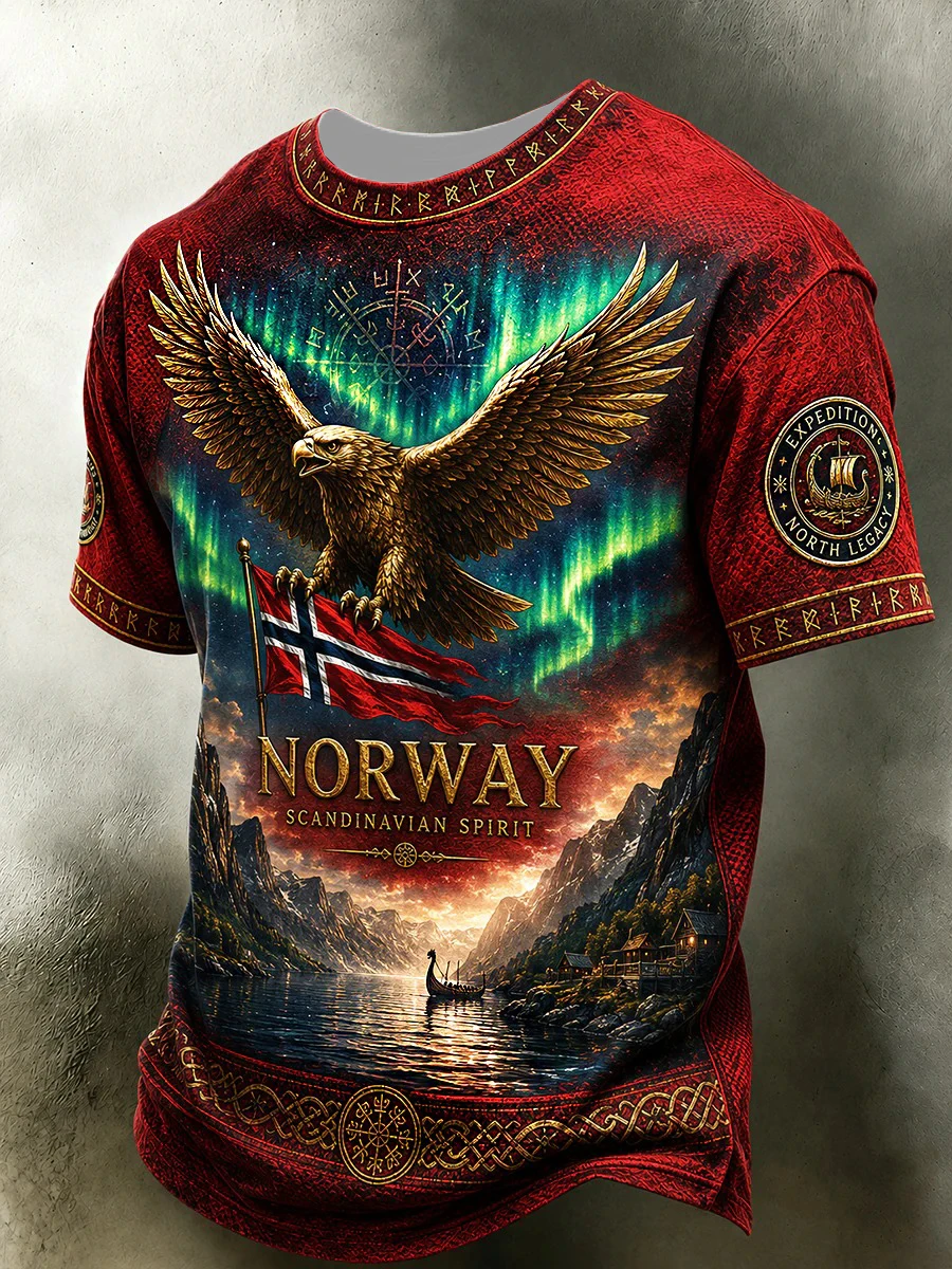 Nordic Viking Retro Style Norway Fan Quick-Dry Casual Football T-Shirt