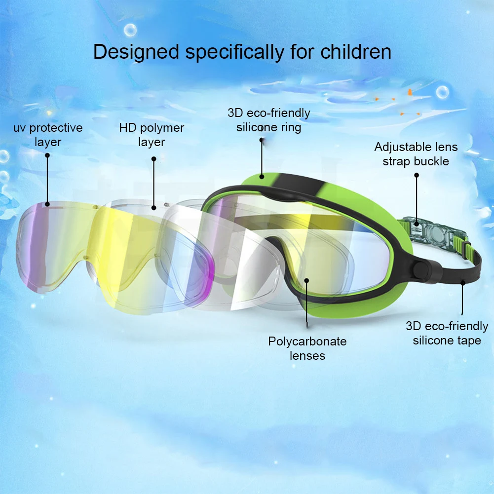 Kids Swimming Goggles Anti-Fog Swim Glasses No Leaking with Ear Plugs Nose Clip for Children From 4 To 15 Years Old Swim Goggles