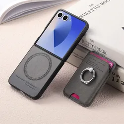 Luxury Detachable Magnet RFID Wallet Case with Ring Cover - Galaxy Z Flip 7 FE (GRAY)