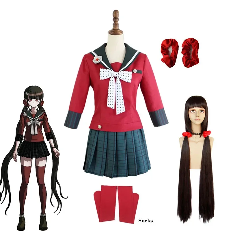 

Anime Danganronpa Cosplay Harukawa Maki Cosplay Costumes Wig School Girls Uniform Dangan Ronpa Halloween Costume Set