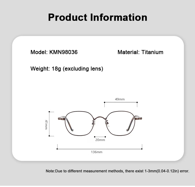 Japanische Designer-Replika: Ultraleichte Titan-Brille im quadratischen Design mit koreanischem Stil und Nietbügeln für Herren – Detail 8