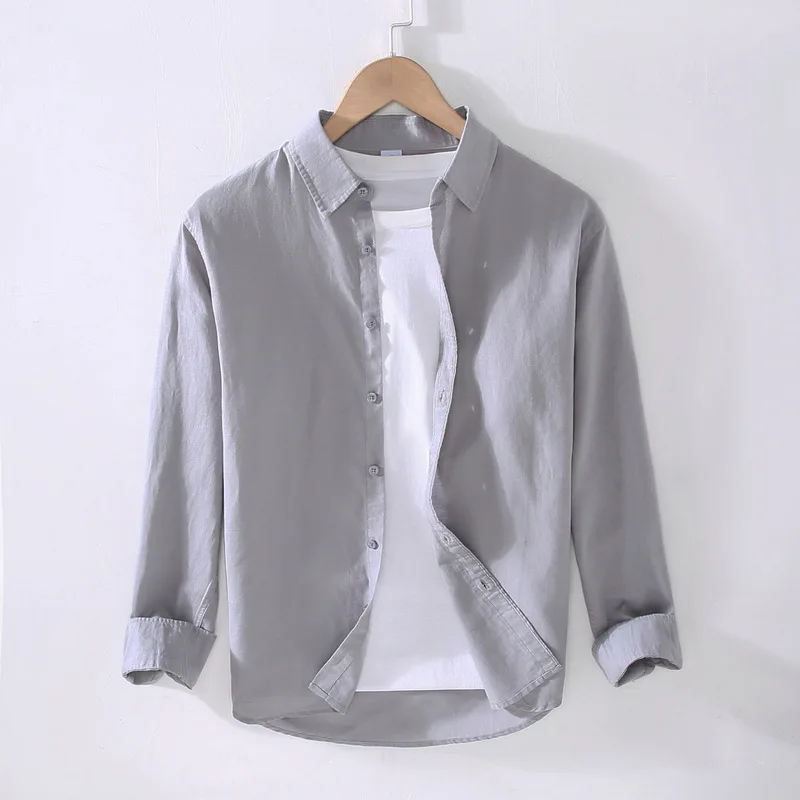 

Spring Summer Fashion Linen Shirt Men's Long Sleeve Vintage Slim Fit Casual Button Up Cotton Linen Shirts Brand Clothing