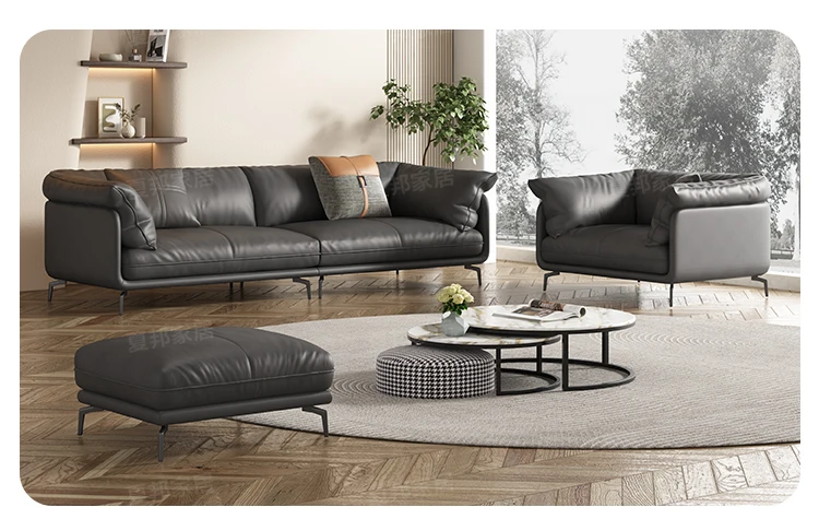 

Кожаный диван для гостиной прямой ряд для маленькой квартиры первый пол кожаный современный роскошный кожаный диван для трех человек