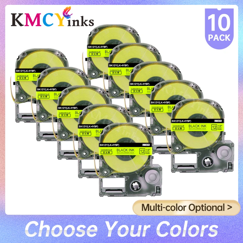 

Fluorescent Tapes SK12P LK-4PBF For Epson King Jim 12mm Label Tape Black on Fluorescent Pink Use For Epson LW-400 Label Printer